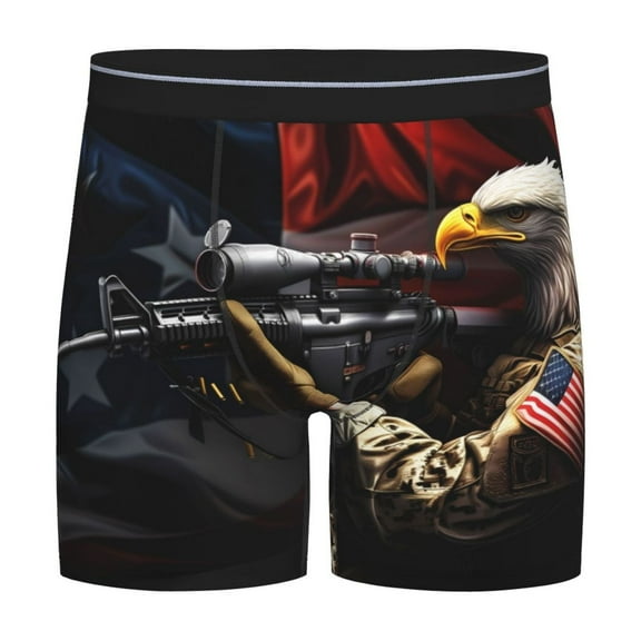Easygdp American Bald Eagle Warrior Men's Boxer Briefs Men’s Underwear Boxer Briefs for Men