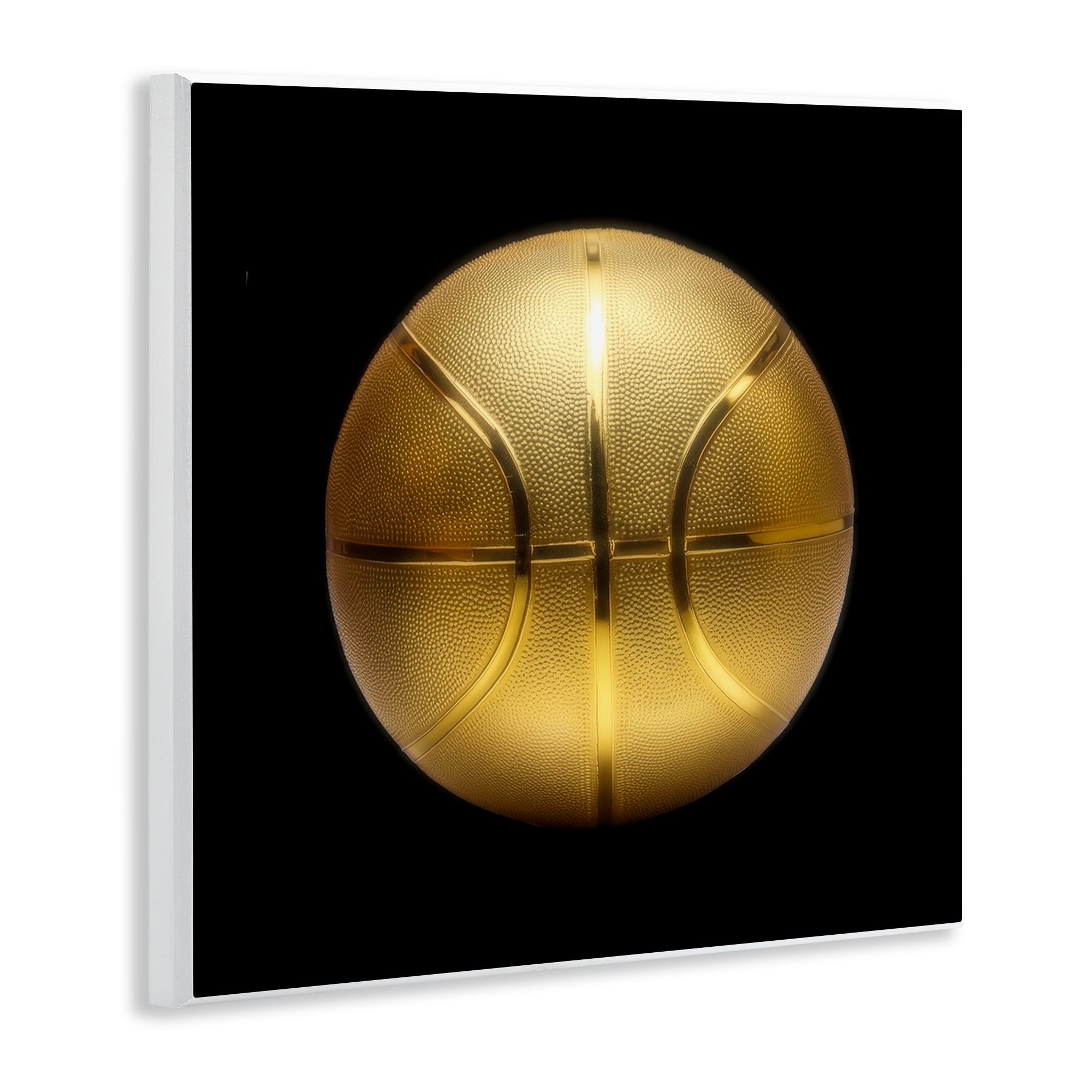 Stupell Industries Gold Designer Basketball Sports Painting Unframed Art Print Wall Art, 12 x 12