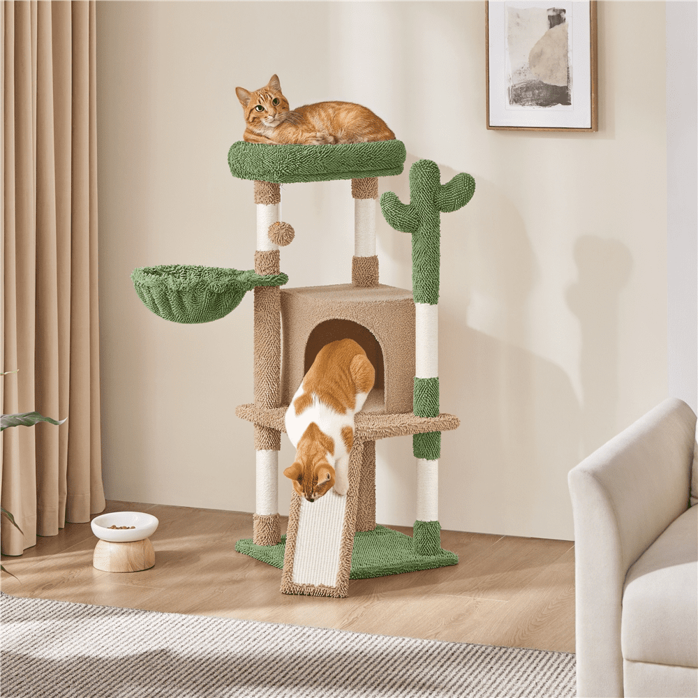 Renwick 42" Height Cactus Cat Tree with Scratching Posts and Platform, Brown/Green