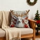 thumbnail image 5 of Funda de cojín navideña de lino | Funda de cojín para sofá de 45 x 45 cm | Estampado 3D de Papá Noel, reno, muñeco de nieve y árbol | Decoración en rojo, blanco y dorado, 5 of 5