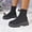 #091-Black, variant on Wowcloth Women's Fashion Casual Winter Knit Elastic Ankle Boots - Solid Color Round-Toe Chunky Low Heel Booties with Breathable Design for Stylish Everyday Winter Footwear