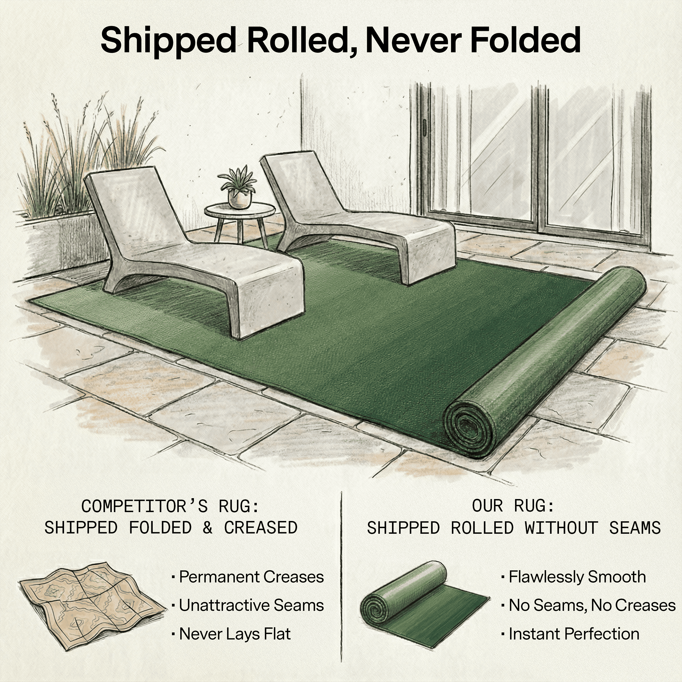 Fab Habitat Ombre Outdoor Rug - Waterproof, Fade Resistant, Crease-Free - Premium Recycled Plastic - Striped - Patio, Porch, Deck, Balcony - Big Sur - Green - 5 x 8 ft