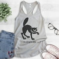 thumbnail image 2 of I'm Meowta Here Cat Tank Top, Ladies Racerback Tank Top, Halloween Tank, Black Cat Tank, Cat Tank, Silver Gray, Medium, 2 of 3