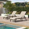 thumbnail image 2 of PURPLE LEAF Outdoor Chaise Lounge Chair Set of 3 with Side Table Adjustable Aluminum Chairs Light Khaki for Outside Yard Patio Pool Garden Beach, 2 of 9