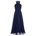 thumbnail image 3 of inlzdz Kids Girls Halter Neck Wedding Bridesmaid Dress Sleeveless Backless Evening Dress Ball Maxi Gowns Navy Blue 14, 3 of 8
