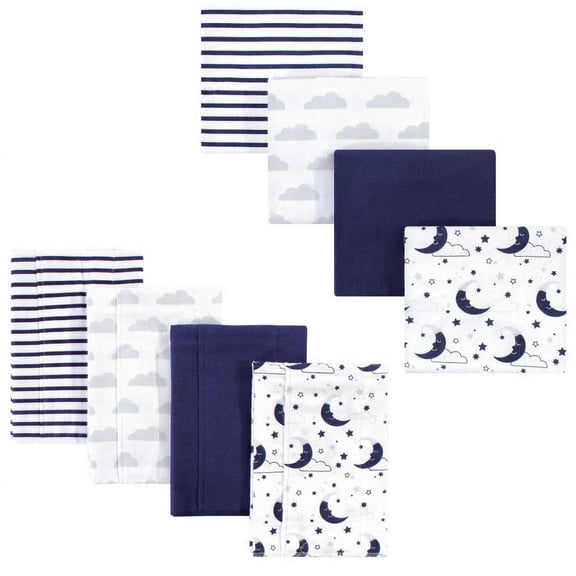 Hudson Baby Boys Cotton Flannel Burp Cloths and Receiving Blankets (8 Count)
