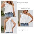 thumbnail image 5 of Women Sleeveless T Shirt Single Shoulder Strap Bow Tie Loose Fitting Summer Casual Top White S, 5 of 6