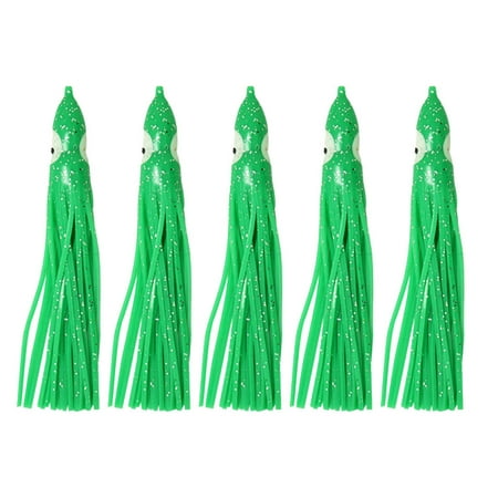 Herrnalise 5pcs Saltwater Fishing Squid Octopu Skirts Lures Tackle Glow Luminous Bait