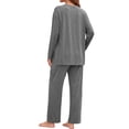 thumbnail image 4 of MOSHU 2 Piece Lounge Sets for Women Side Slit Pajamas Sets Loose Long Sleeve Tops and Wide Leg Pants Casual Outfits, 4 of 12