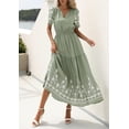 thumbnail image 4 of PRETTYGARDEN Women's Summer Boho Maxi Dress Spring Floral Short Sleeve V Neck A Line Flowy Beach Wedding Guest Dresses, 4 of 9