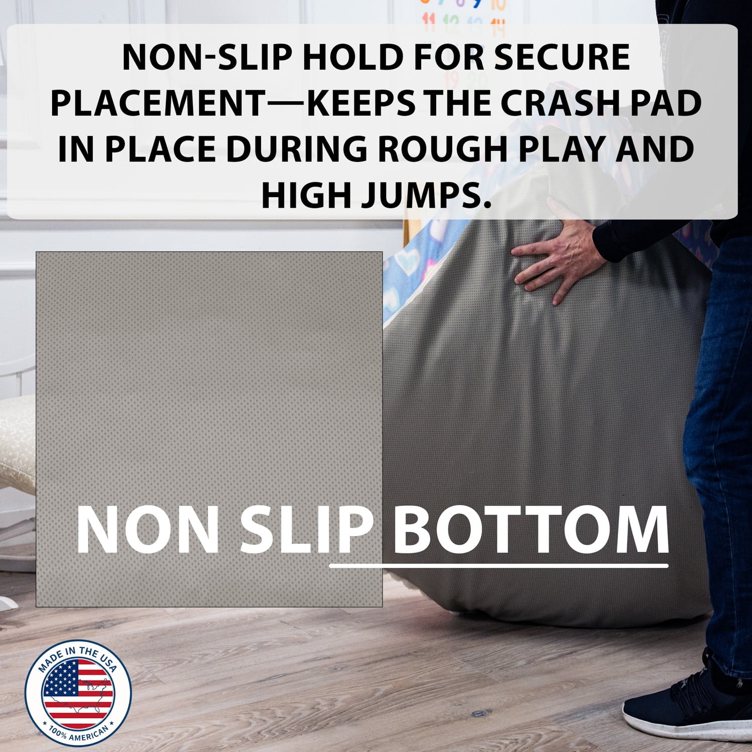 48" x 72" Sensory Crash Pad for Kids & Adults, Soft Fleece Foam Landing Mat, Non-Slip Bottom, Removable Washable Cover for Jumping, Gymnastics, Play and Relaxation