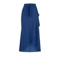 thumbnail image 6 of QATAINLAV Women's Elegant Wrap Maxi Skirt Tied High Waisted Asymmetrical Ruffle Hem Long Skirts Prom Party Formal Evening Clothes, Blue, XXL, Mothers Day Gifts, 6 of 7
