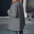 thumbnail image 4 of RoamHome Women's Casual Stand Collar Mid Length Wool Blend Coat Notched Lapel Button Front Jacket for Fall Winter Daily Wear, 4 of 8