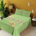 thumbnail image 2 of Ambesonne Emoji Fitted & Top Sheet Set with Shams, Modern Pastel Fun Sprinkle, Pistachio Green Mustard, 2 of 5
