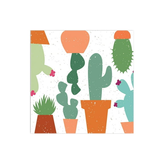 Potted Cactus Cactus Green Orange Pots 12 x 12 Wood Wall Sign Plaque