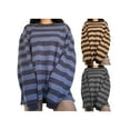 thumbnail image 5 of Nituyy Women’s Contrt Color Stripe Round Neck Long Sleeve Loose Sweatshirt, 5 of 5