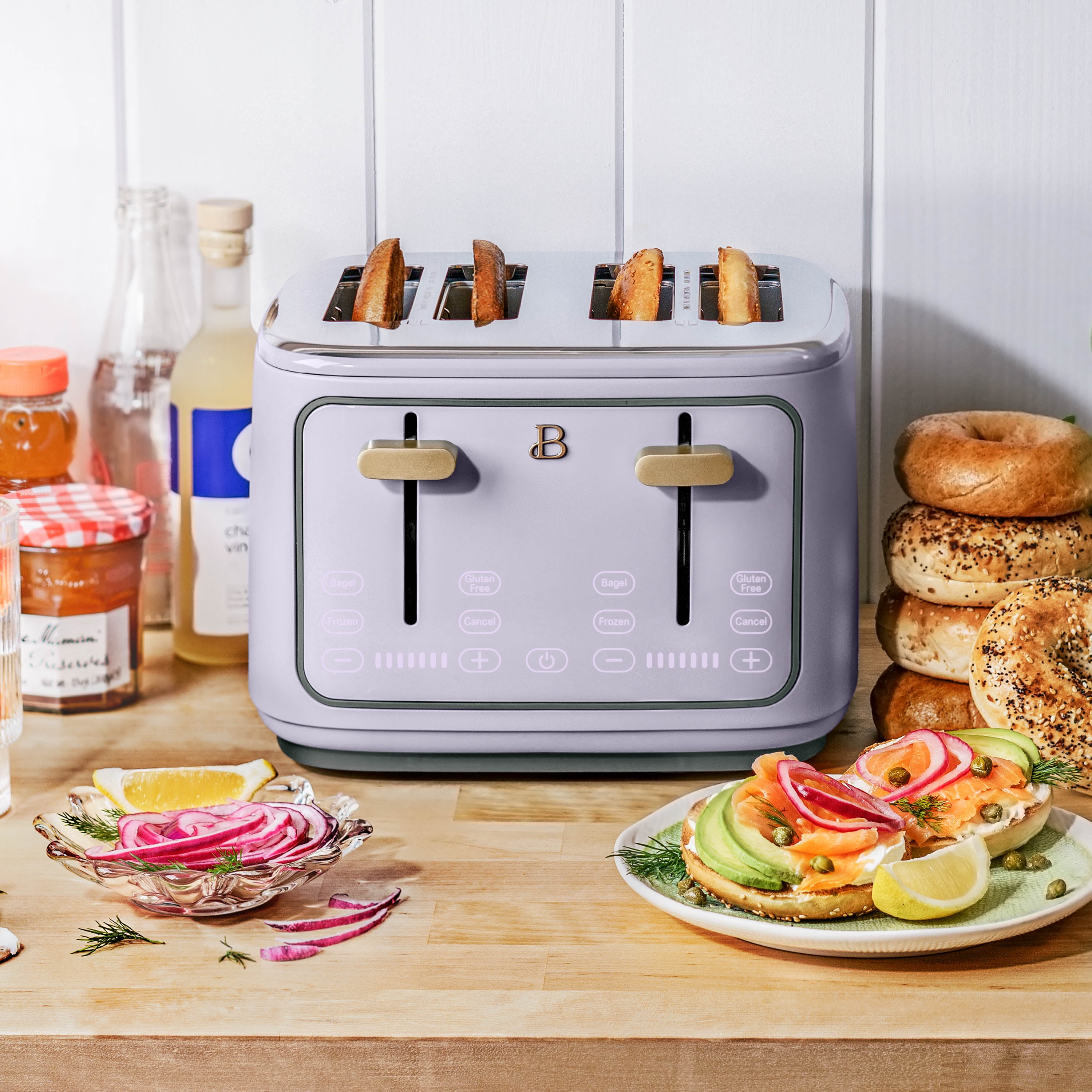 Beautiful 4-Slice Toaster with Touch-Activated Display, Lavender by Drew Barrymore