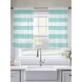 thumbnail image 6 of Aqua Striped Semi Sheer Curtains 54 Inch Length 2 Panels Set, Rustic Farmhouse Stripes Sheer Kitchen Curtain Privacy Voile Window Curtain for Living Room Bedroom Rod Pocket Drapes, 6 of 7
