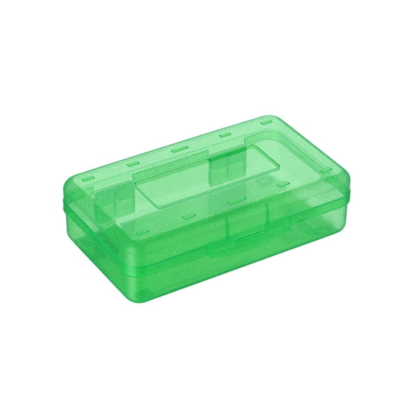 Naiovety Estuche para lápices de plástico transparente con brillo nacarado, caja de papelería de gran capacidad, tapa hermética a presión, Almacenamiento y organización del hogar Verde