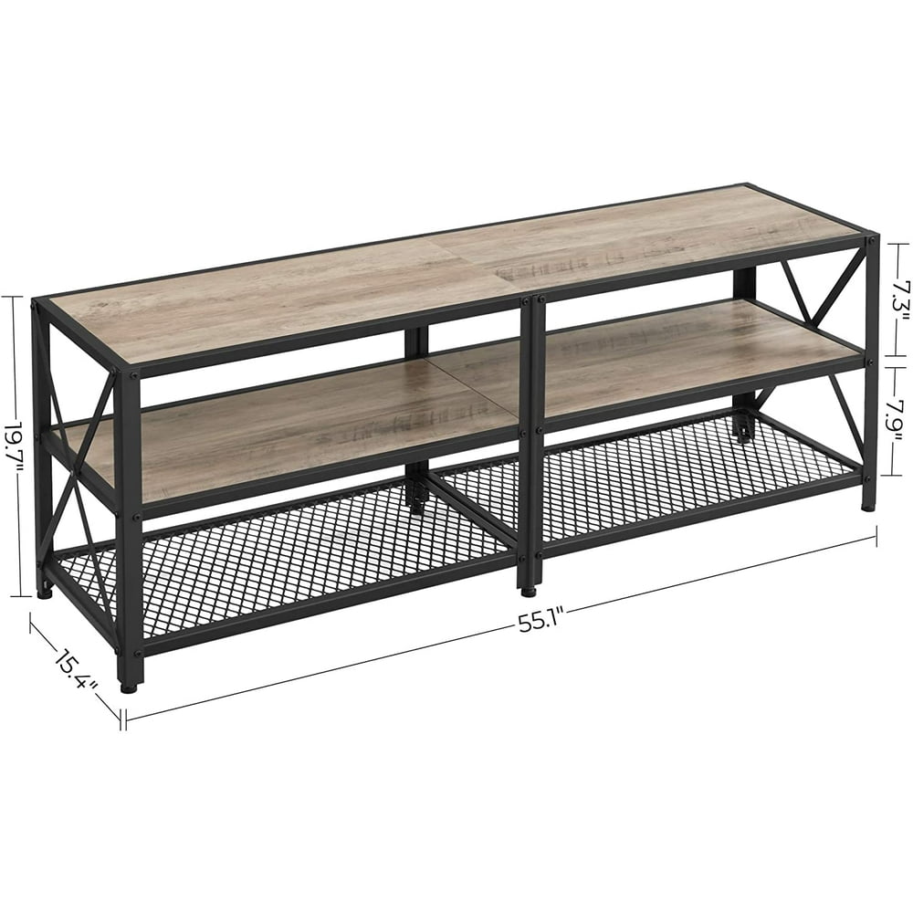 VASAGLE TV Stand for TV up to 60 Inches, TV Table, Entertainment Center, 3Tier TV Console