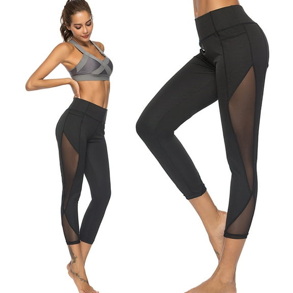 Women's Yoga Pants Cut Out Slim Fit Solid Athletic Leggings Fitness Running Yoga Leggings for Women Black L
