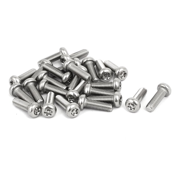 Tornillos de cabeza plana de seguridad Torx de acero inoxidable 304 M5 x 16 mm, 25 piezas