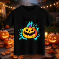 thumbnail image 5 of Abcomgle Halloween Shirts for Girls 5t Spooky Colorful Flame Pumpkin Bat Tshirts for Kids Crewneck Short Sleeve T-Shirts for Girls Fall Funny Holiday Tee Top Girls, 5 of 8