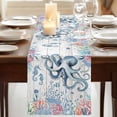 thumbnail image 3 of Table Runners 70 Inches Long Dress Scarves, Coastal Octopus Farmhouse Coffee/Dining/Kitchen Table Decor, Holiday Table Runner, Beach Nautical Ocean Coral Seahorse Vintage 13x70 Inch, 3 of 9
