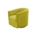 thumbnail image 4 of Rustic Manor Karly Velvet Stitched Tufted Accent Armchair with Swivel Base, Elegant Barrel Chair, Yellow, 4 of 8