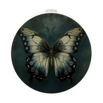 HemaKayy 2 Pack Round Automatic Sensor Dusk-to-Dawn LED Night Lights | Warm Sweet Wall Night Light for Home | Energy-Saving Dusk-to-Dawn Nightlight - Dark White Butterfly