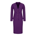 thumbnail image 4 of Y-Sunset Women's 2 Piece Business Suit Set, Peplum Blazer + Bodycon Pencil Skirt, Formal Office Wear for Work, Business & Professional Occasions(Purple/S), 4 of 5