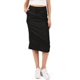thumbnail image 3 of Wax Jean Womens Juniors High Waist Back Slit Midi Cargo Skirt (Black, Small), 3 of 4