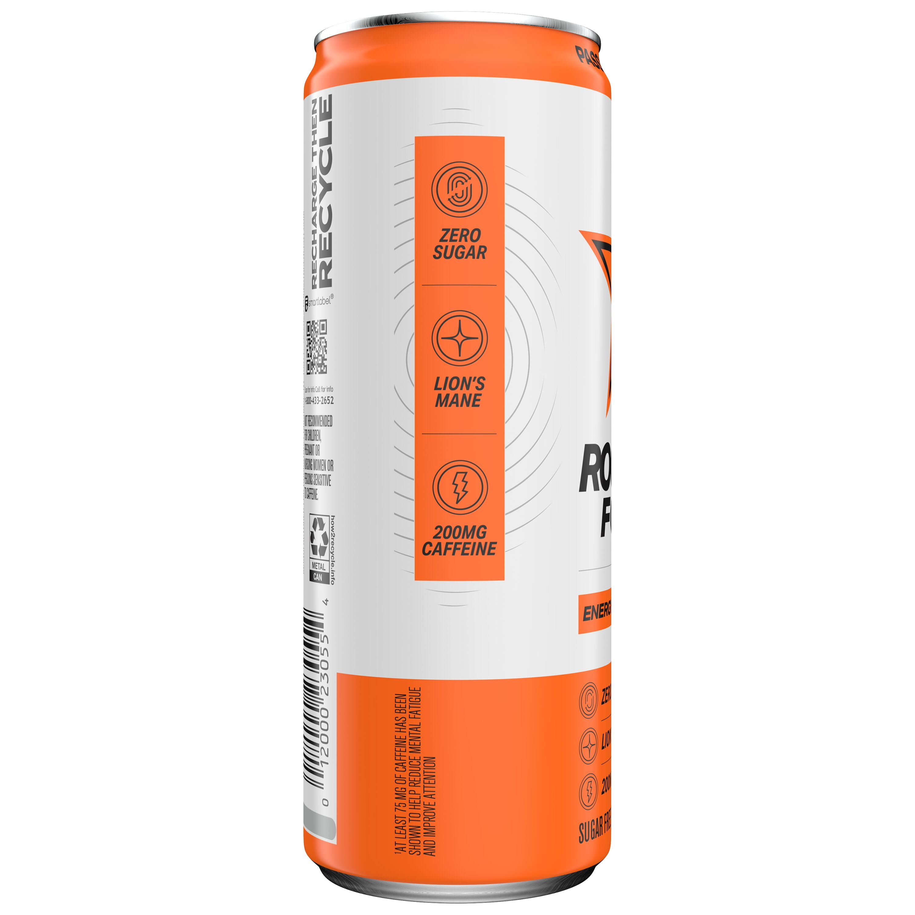 Rockstar Focus Zero Sugar Energy Drink, Passionfruit Mango Flavor, Lion’s Mane, Energy & Mental Boost, 12 oz 12 Pack Cans