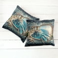 thumbnail image 4 of Ambesonne Fantasy World Throw Pillow Cover Pack of 2, Balcony to the Ocean, 2 Pcs-40"x40", Dark Turquoise and Ecru, 4 of 5