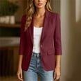 thumbnail image 5 of sdhkgrrt Women's Long Sleeve Button Down Blazer Fall Open Front Business Work Casual Suit Jackets Solid Basic Office Outfits Tops, Wine XL, 5 of 7