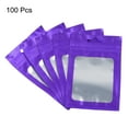 thumbnail image 3 of Bolsas holográficas Uxcell 4.7x3", paquete de 100 bolsas de plástico aluminizado resellables para cosas pequeñas, morado, 3 of 5