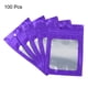 thumbnail image 3 of Bolsas holográficas Uxcell 4.7x3", paquete de 100 bolsas de plástico aluminizado resellables para cosas pequeñas, morado, 3 of 5