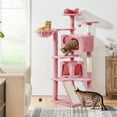 thumbnail image 2 of Yaheetech 57.5''H Cat Tree Tower Cat Tree with 2 Condos, Scratching Posts, Ramp, Pink, 2 of 10