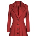 thumbnail image 6 of kakina CMSX Womens Jackets Lightweight, Womens Winter Lapel Button Long Trench Coat Jacket Ladies Overcoat Outwear Red, M, 6 of 8
