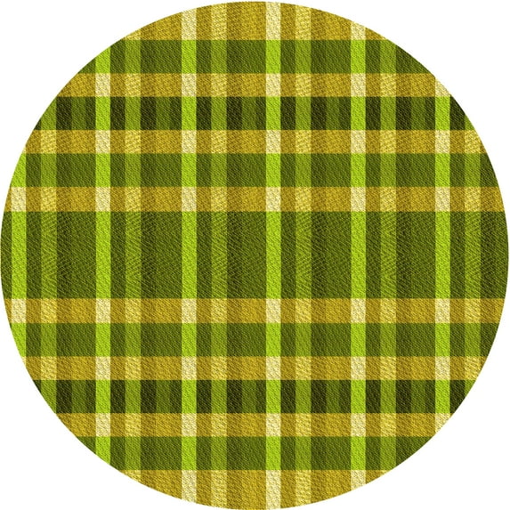 Ahgly Company Indoor Round Patterned Olive Green Area Rugs, 3' Round