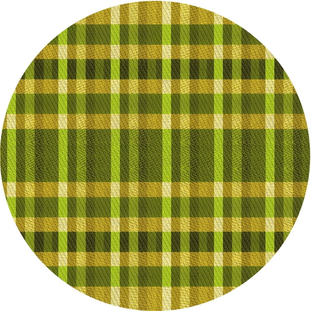 Ahgly Company Tapis Rond Lavable en Machine Intérieur Transitionnel Vert Olive, 7 Pieds Rond