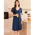 thumbnail image 5 of Ekouaer Women's Nightshirt Short Sleeve Button Down Nightgown V-Neck Sleepwear Pajama Dress, 5 of 9