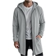 thumbnail image 2 of FSYBOA Men's Zipper Hoodies Size 3XL, Casual Winter Loose Fit Long Sleeve Long Hooded Jackets Gray, 2 of 6