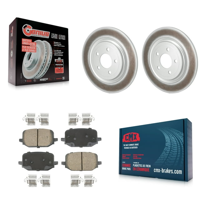 Transit Auto Rear Coated Disc Brake Rotors and Ceramic Pads Kit for Car 2022-2024 Ford Explorer 3.0L 2.3L Without Red Painted Calipers with Electric Parking KGC-102634