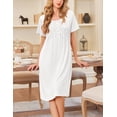 thumbnail image 2 of Ekouaer Cotton Nightgowns for Women Short Sleeve House Dress Pleated Night Gown Button Sleep Shirt Ladies Nightdress, 2 of 6