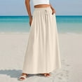 thumbnail image 4 of Womens Maxi Skirt Drawstring Ruffle High Waisted Summer Long Skirts Lightweight Flowy Skirts with Pockets, 4 of 8