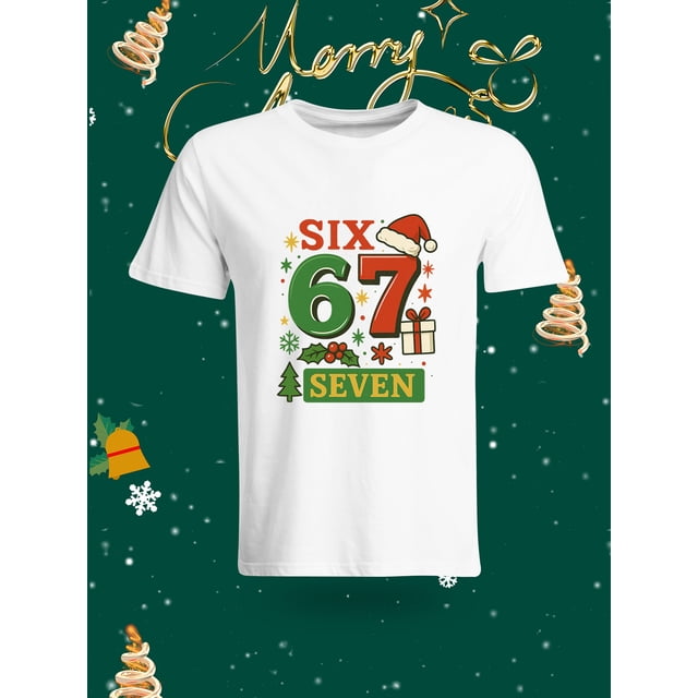 Cute Cartoon Number 6 and 7 Printed Short Sleeve T-Shirt for Kids Lovely Digital Pattern Top Fashionable and Comfortable Children's T-Shirt with Funny Number Design