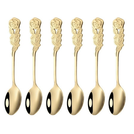 

Spoon Spoons Dessert Metal Flower Rose Drink Steel Stainless Table Mixing Sauce Vintage Tablespoon Decorative Serving