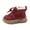 Red, variant on Toddler Kids Fleece Lined Ankle Boots for Boys Girls Winter Warm Platform Non Slip Lace Up Snow Booties Comfortable Slip On Sneakers Brown Size 8.5 Toddler