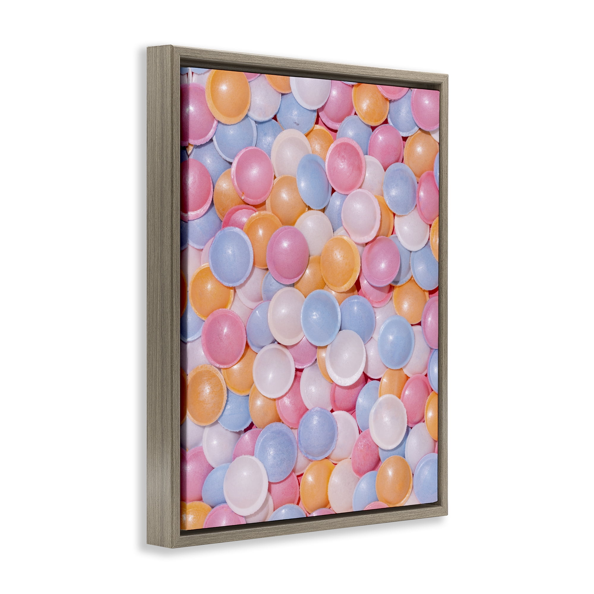 Stupell Industries Retro Pastel Candies Brown Framed Floater Canvas Wall Art, design by LISH Creative